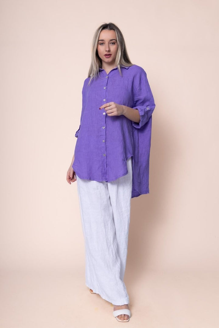 Linen Shirt - OS18899-106 - Breathable Naturals | Glam & Fame Clothing