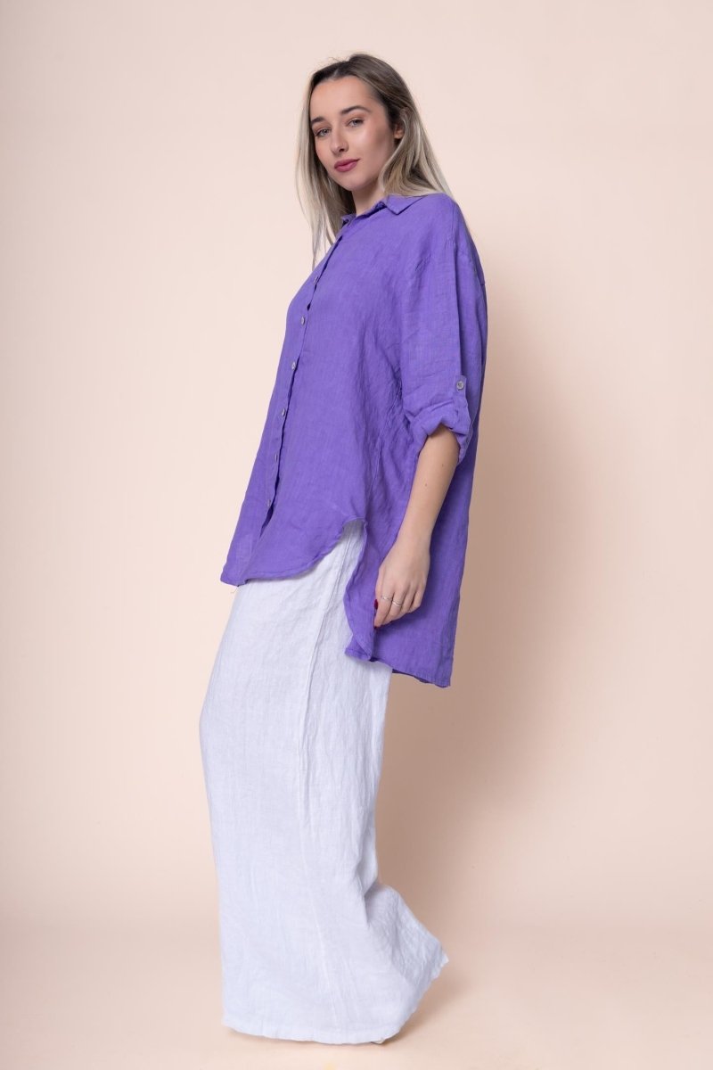 Linen Shirt - OS18899-106 - Breathable Naturals | Glam & Fame Clothing