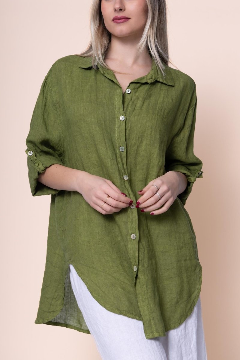 Linen Shirt - OS18899-4 - Breathable Naturals | Glam & Fame Clothing