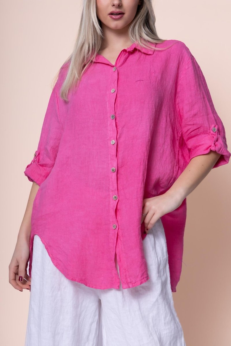 Linen Shirt - OS18899-43 - Breathable Naturals | Glam & Fame Clothing