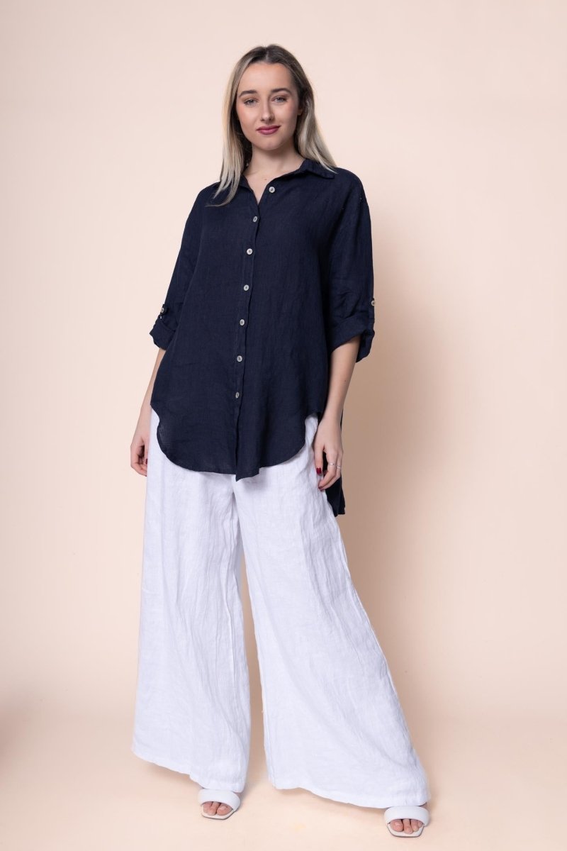 Linen Shirt - OS18899-71 - Breathable Naturals | Glam & Fame Clothing