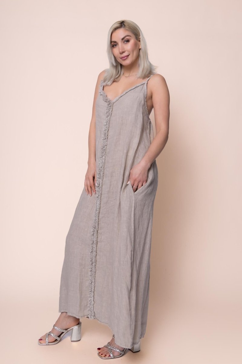 Linen Dress - OS13409-40 - Breathable Naturals | Glam & Fame Clothing