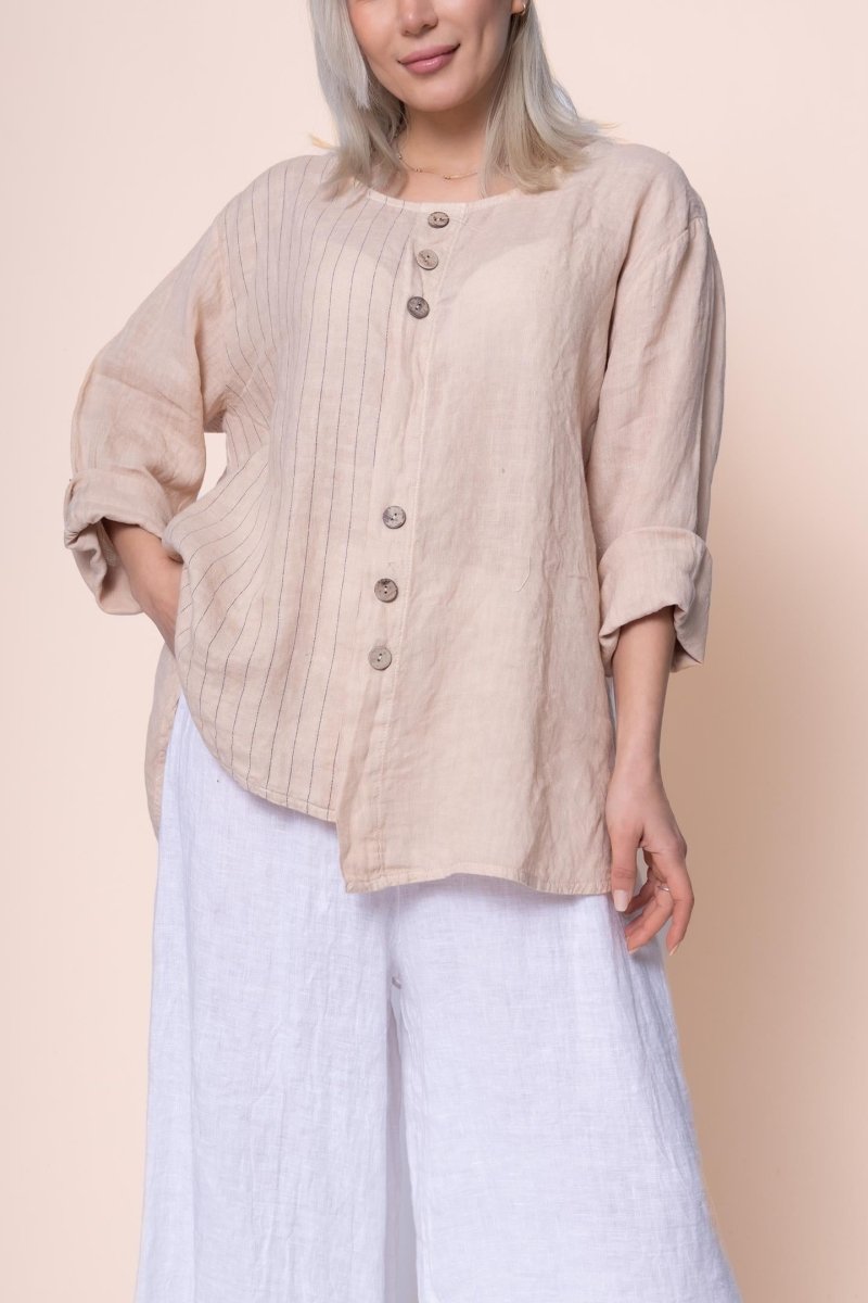 Linen Top - OS1438-25 - Breathable Naturals | Glam & Fame Clothing