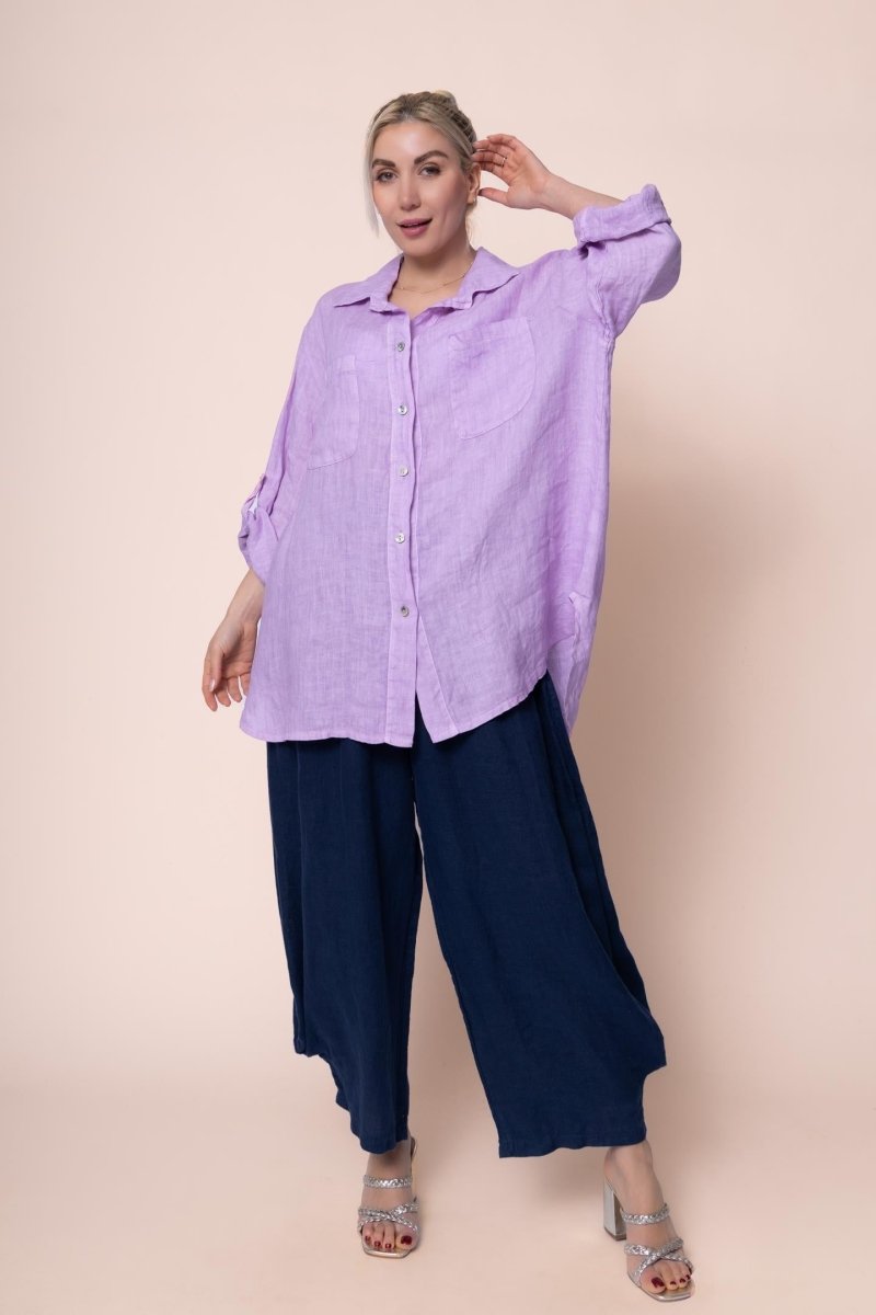 Linen Shirt - OS1439-59 - Breathable Naturals | Glam & Fame Clothing