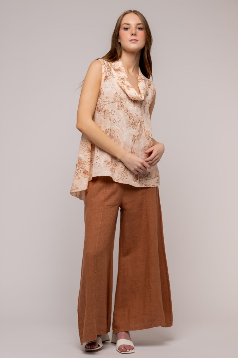 Premium French Linen Print Blouse - Breathable Naturals | Glam & Fame Clothing