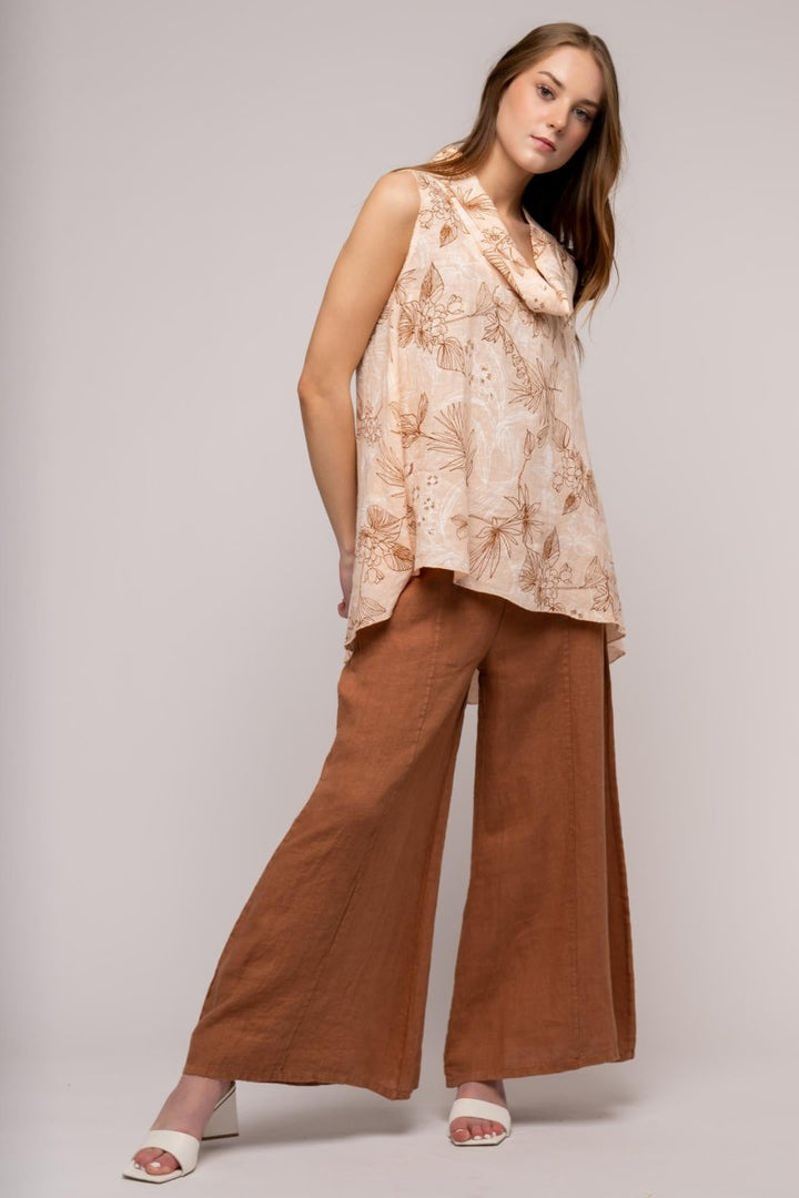 Premium French Linen Print Blouse - Breathable Naturals | Glam & Fame Clothing