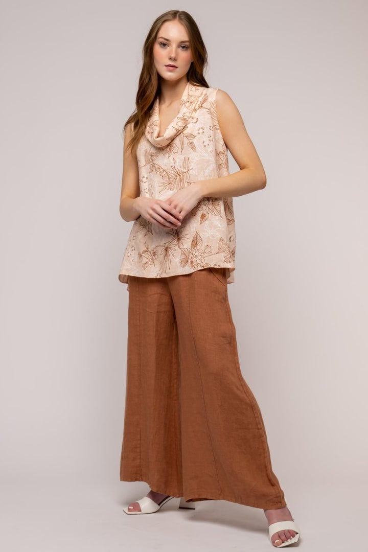 Premium French Linen Print Blouse - Breathable Naturals | Glam & Fame Clothing