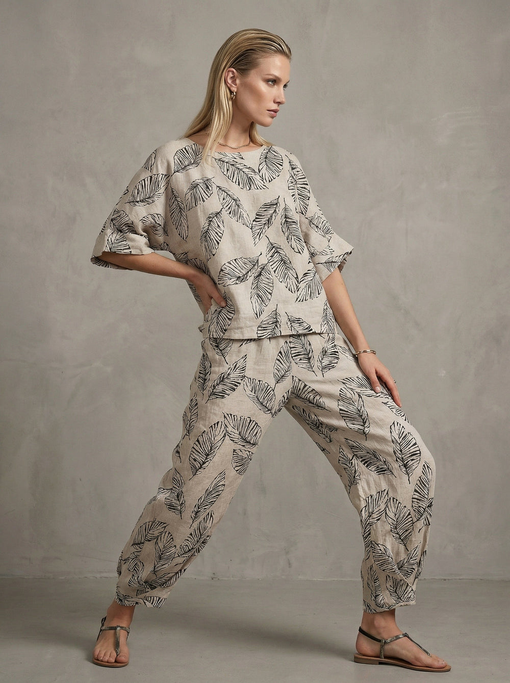French Linen Blouse Print - Breathable Naturals | Glam & Fame Clothing
