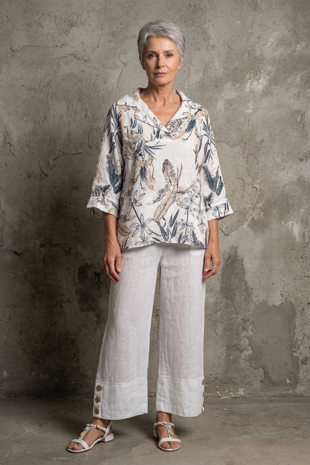 Premium French Linen Blouse Print - Breathable Naturals | Glam & Fame Clothing