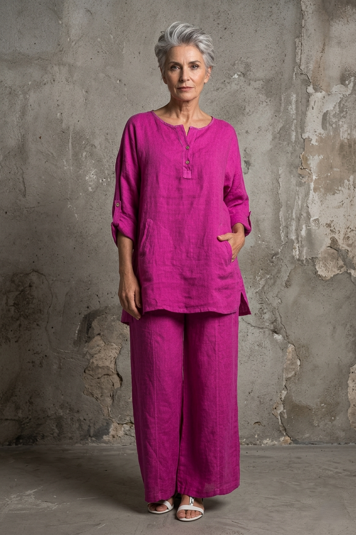 French Linen Tunic Blouse - Breathable Naturals | Glam & Fame Clothing