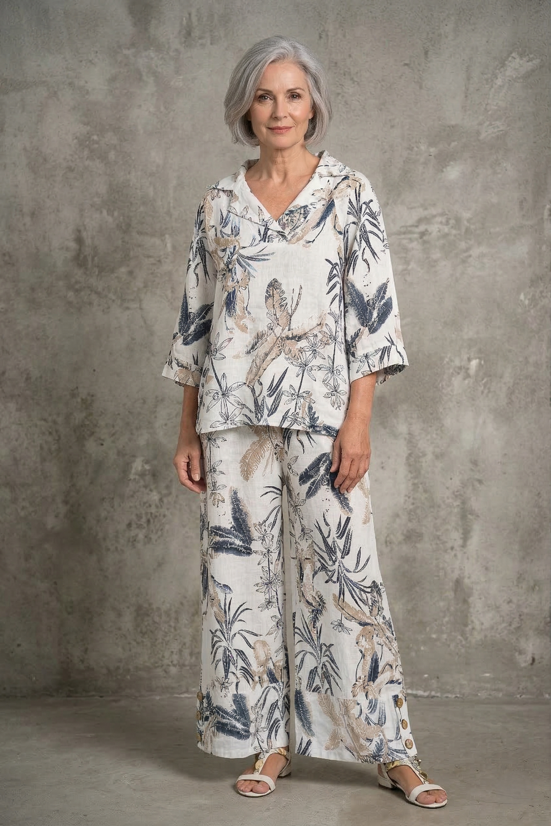 Premium French Linen Blouse Print - Breathable Naturals | Glam & Fame Clothing