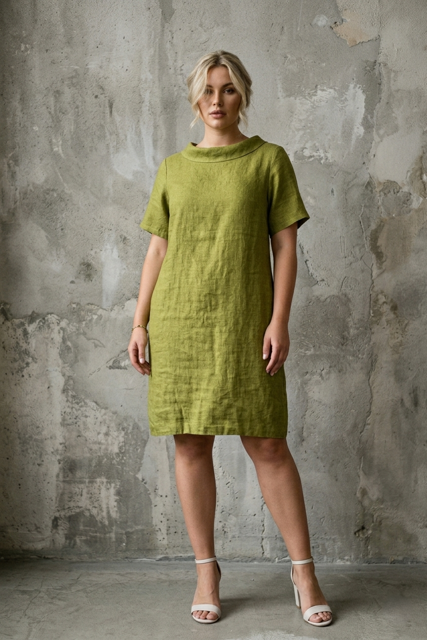 French Linen Midi Short Sleeves - Breathable Naturals | Glam & Fame Clothing
