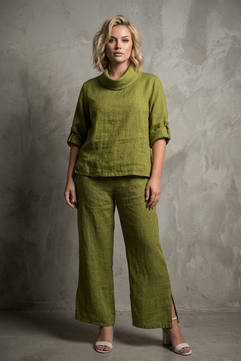 French Linen Blouse Cowl Neck Button Accent - Breathable Naturals | Glam & Fame Clothing