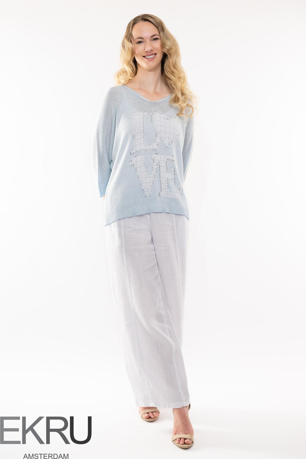 Euro Knit LOVE Top - Breathable Naturals | Glam & Fame Clothing