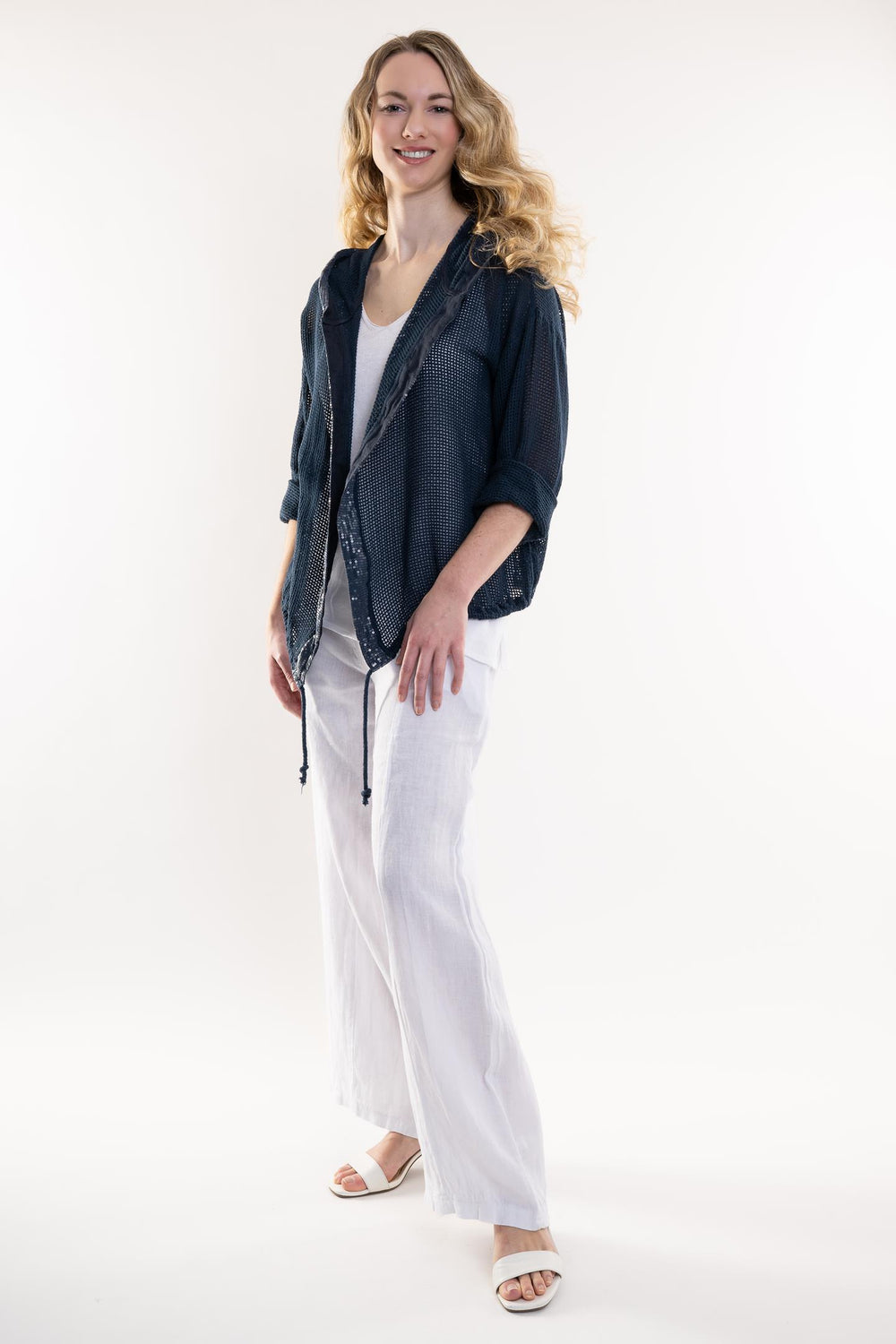 Open Weave Cotton Travel Jacket - Breathable Naturals | Glam & Fame Clothing