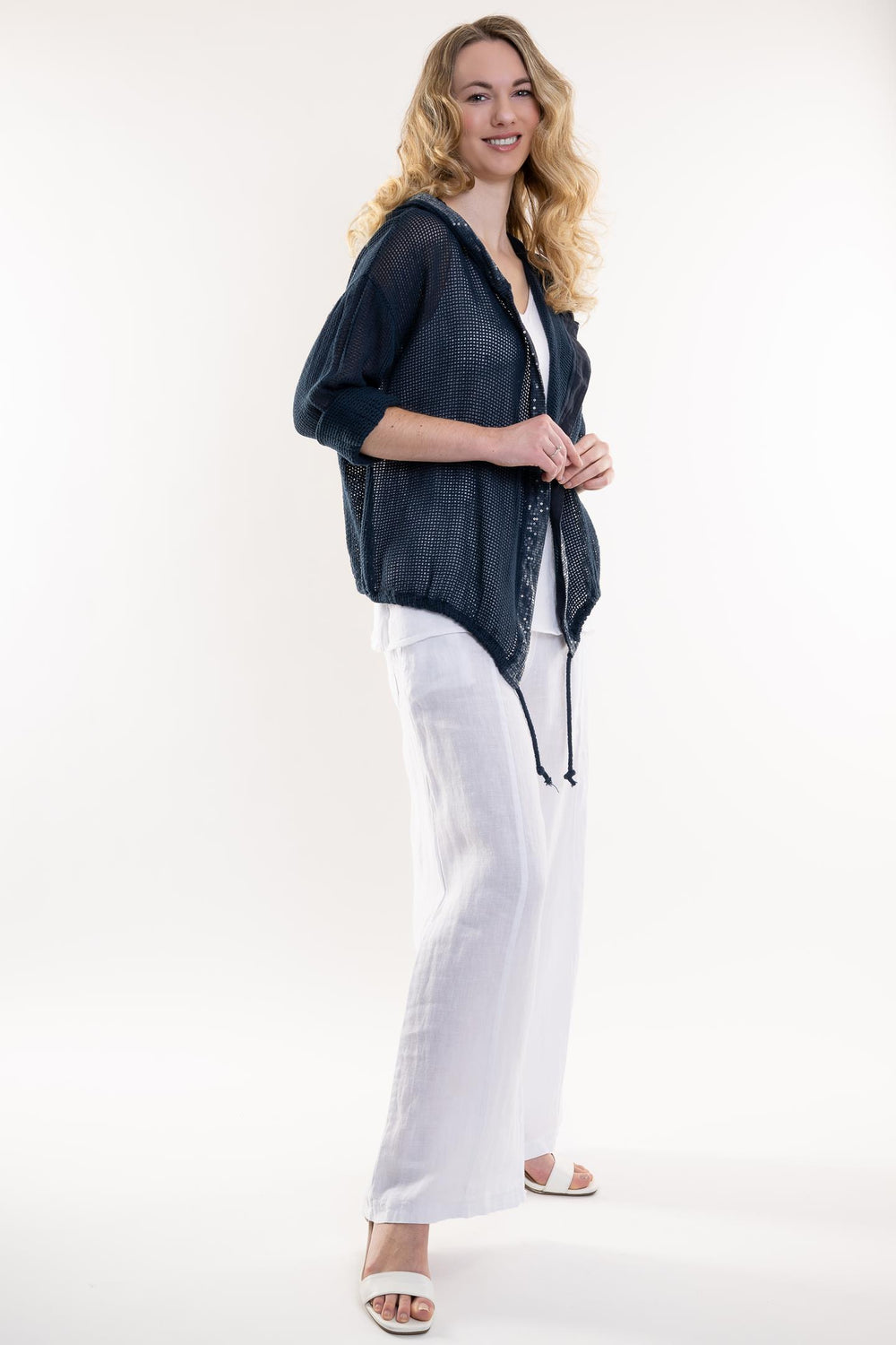 Open Weave Cotton Travel Jacket - Breathable Naturals | Glam & Fame Clothing