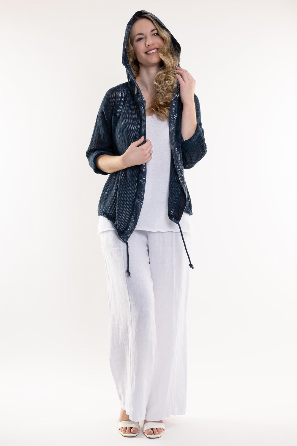 Open Weave Cotton Travel Jacket - Breathable Naturals | Glam & Fame Clothing