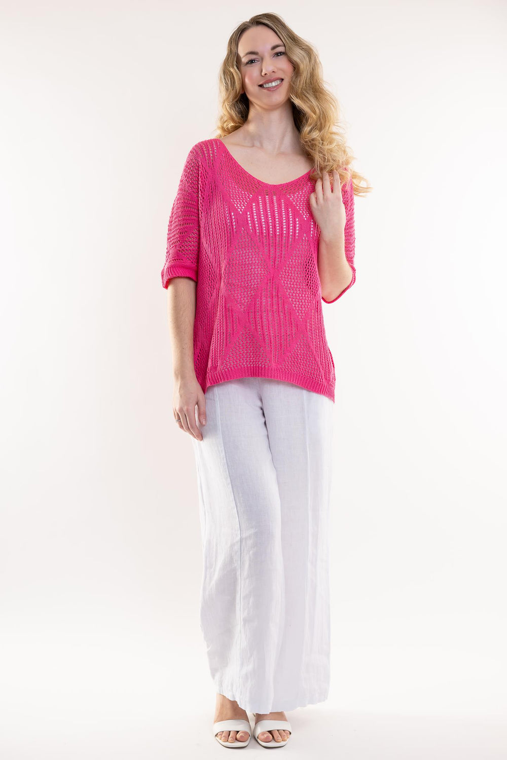 Euro Open Weave Cotton Top - Breathable Naturals | Glam & Fame Clothing