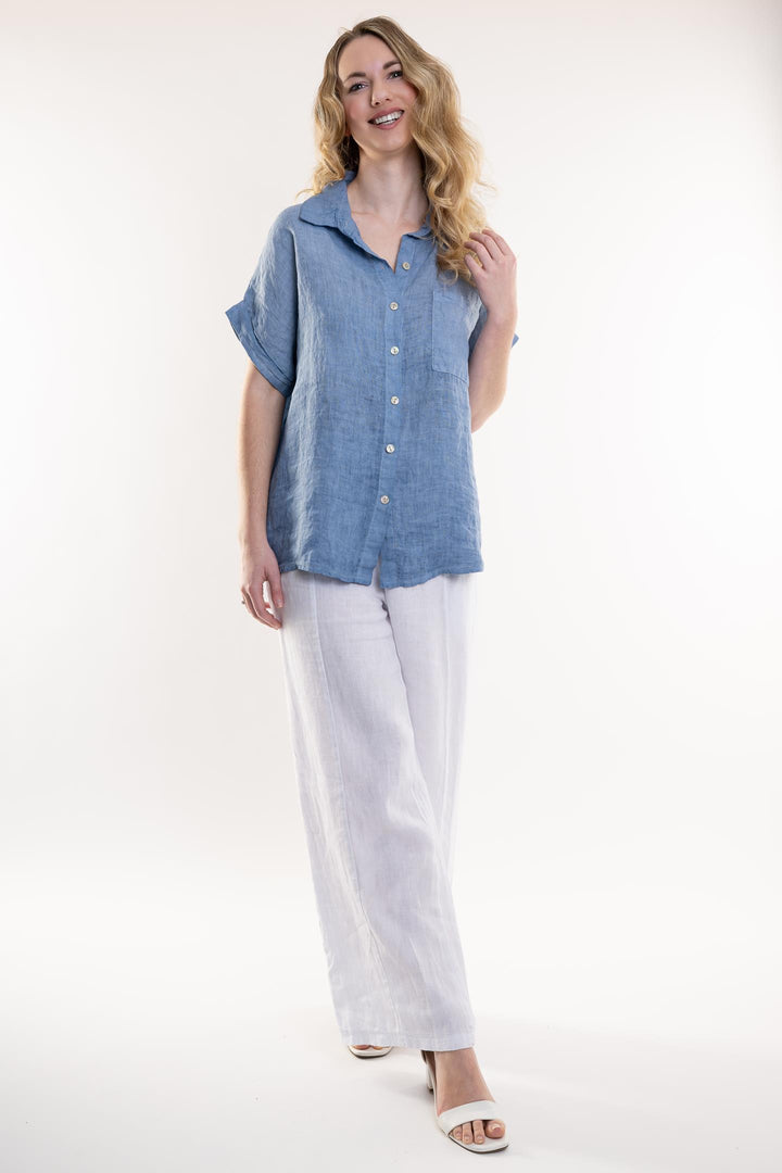French Linen Shirt Vintage Wash - Breathable Naturals | Glam & Fame Clothing