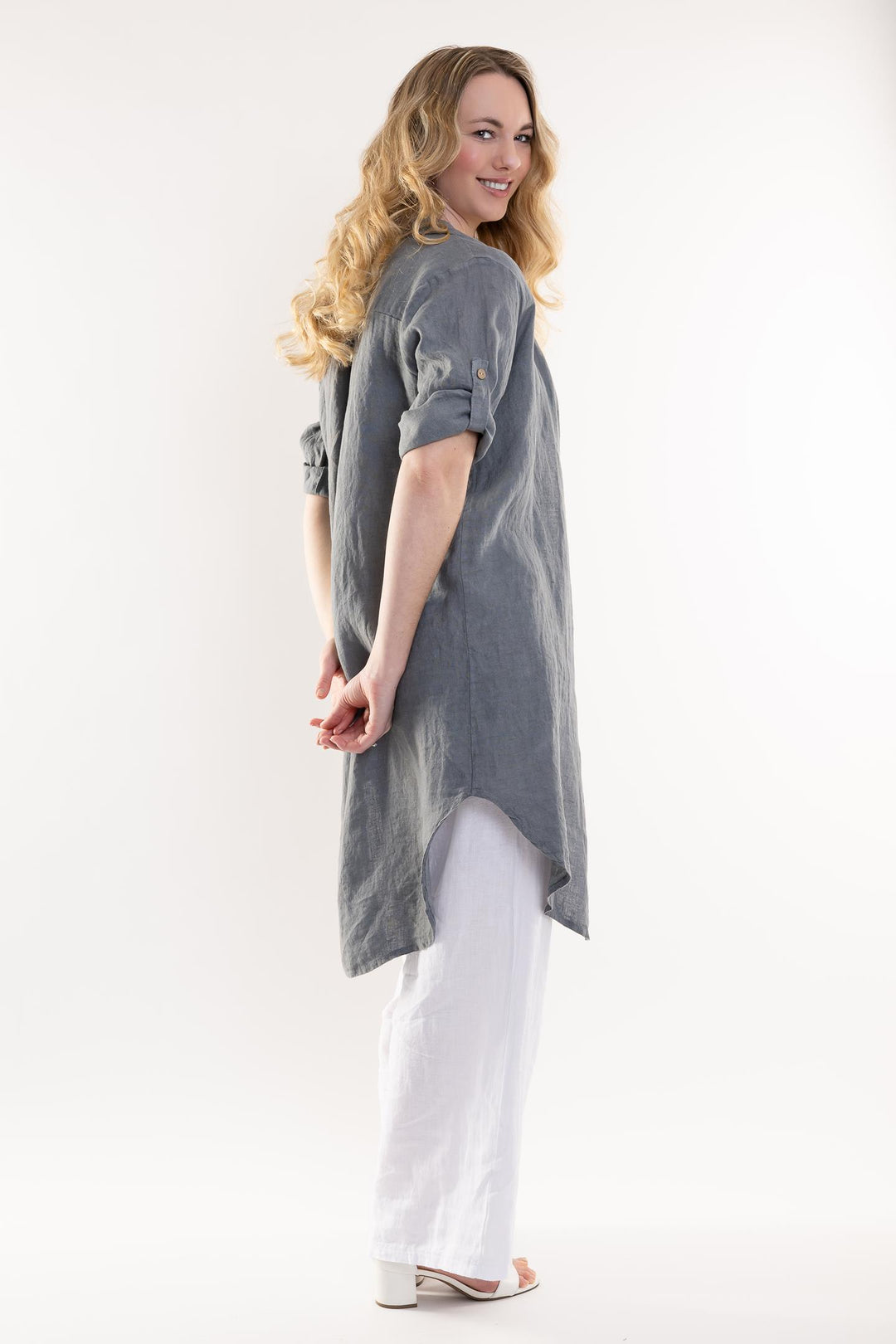 French Linen Long Linen Shirt - Breathable Naturals | Glam & Fame Clothing