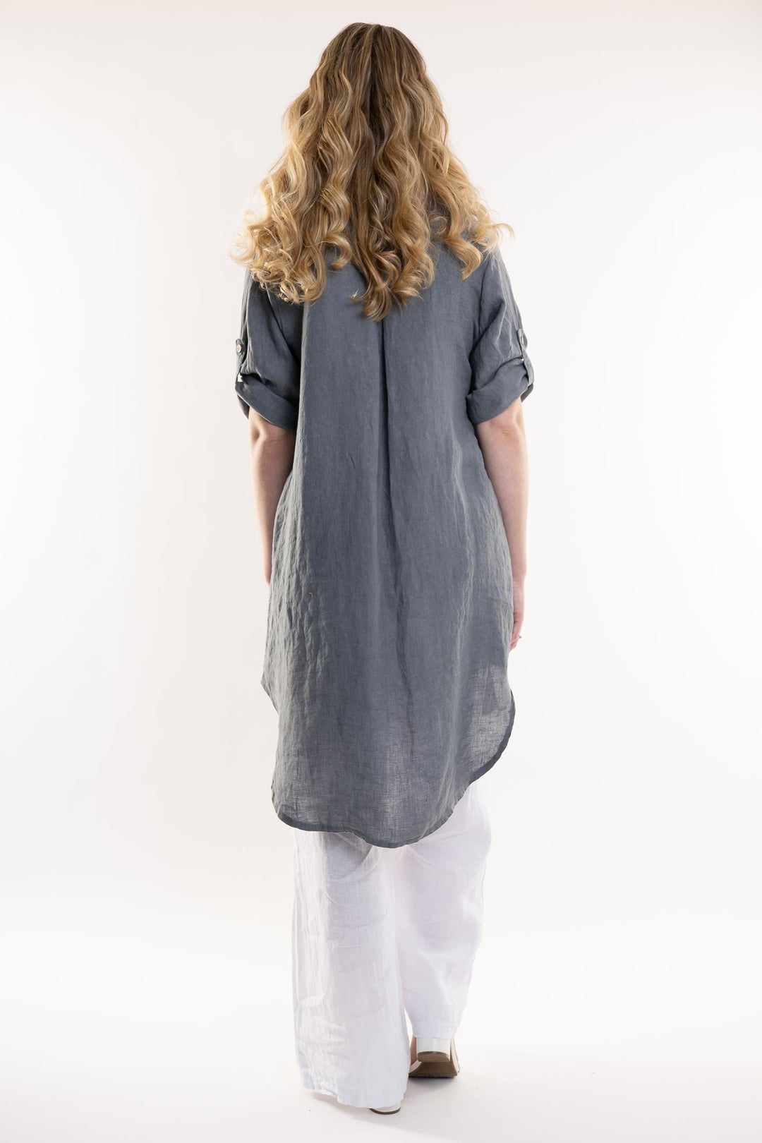 French Linen Long Linen Shirt - Breathable Naturals | Glam & Fame Clothing