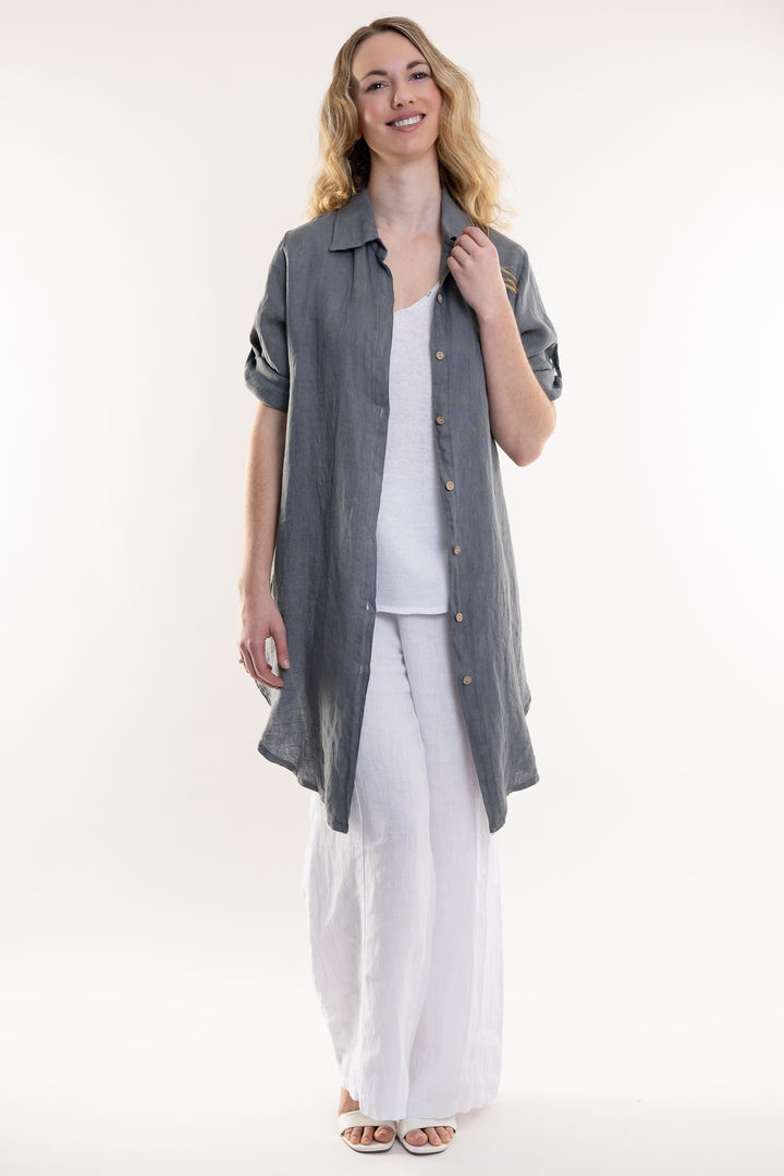 French Linen Long Linen Shirt - Breathable Naturals | Glam & Fame Clothing