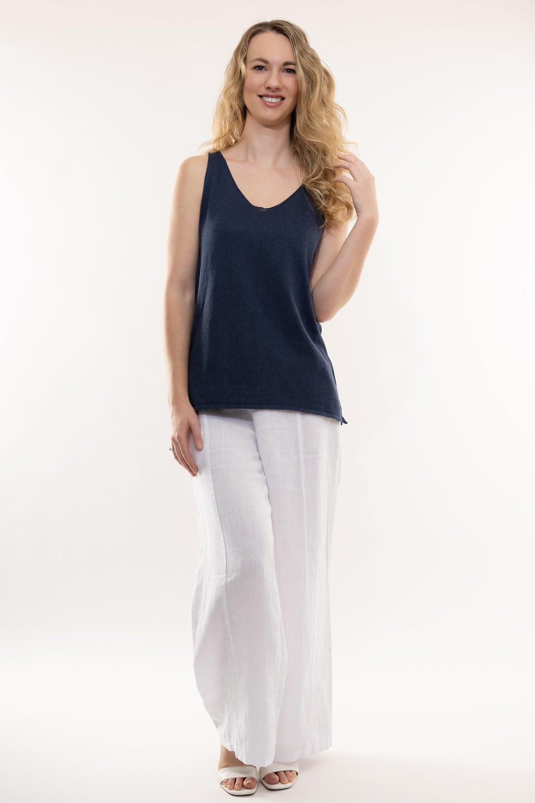 Euro Cotton Knit Sleeveless Top - Breathable Naturals | Glam & Fame Clothing