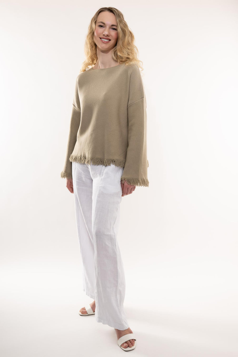 Euro Spring Knit With Fringe - Breathable Naturals | Glam & Fame Clothing