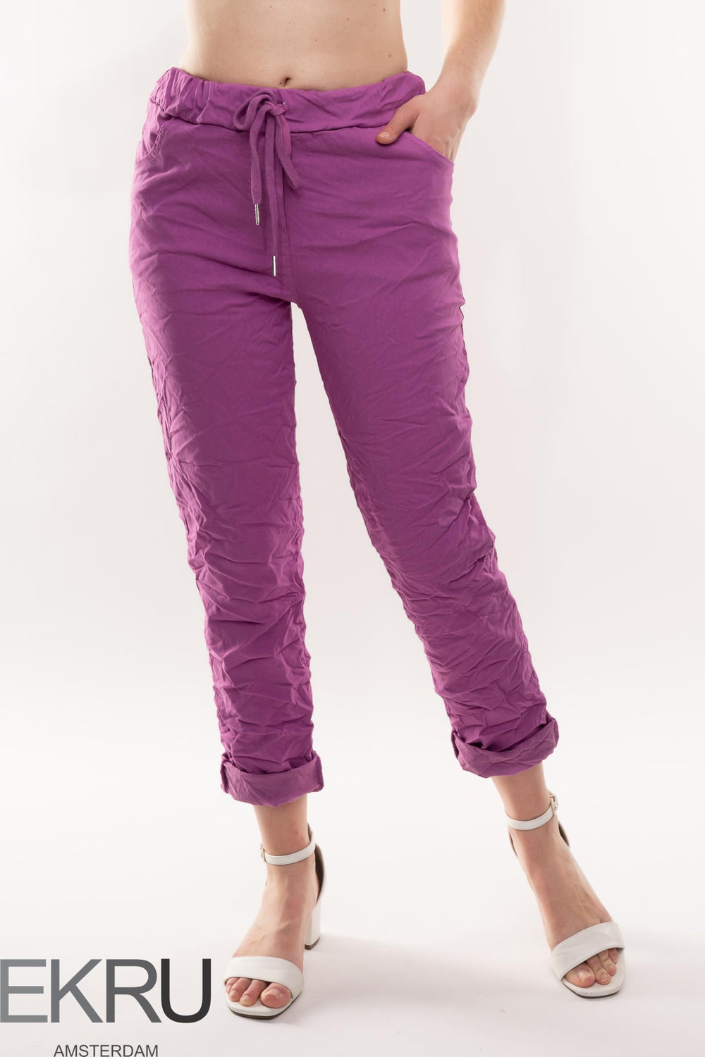 Euro Crafted Pant Textured Accent - Breathable Naturals | Glam & Fame Clothing