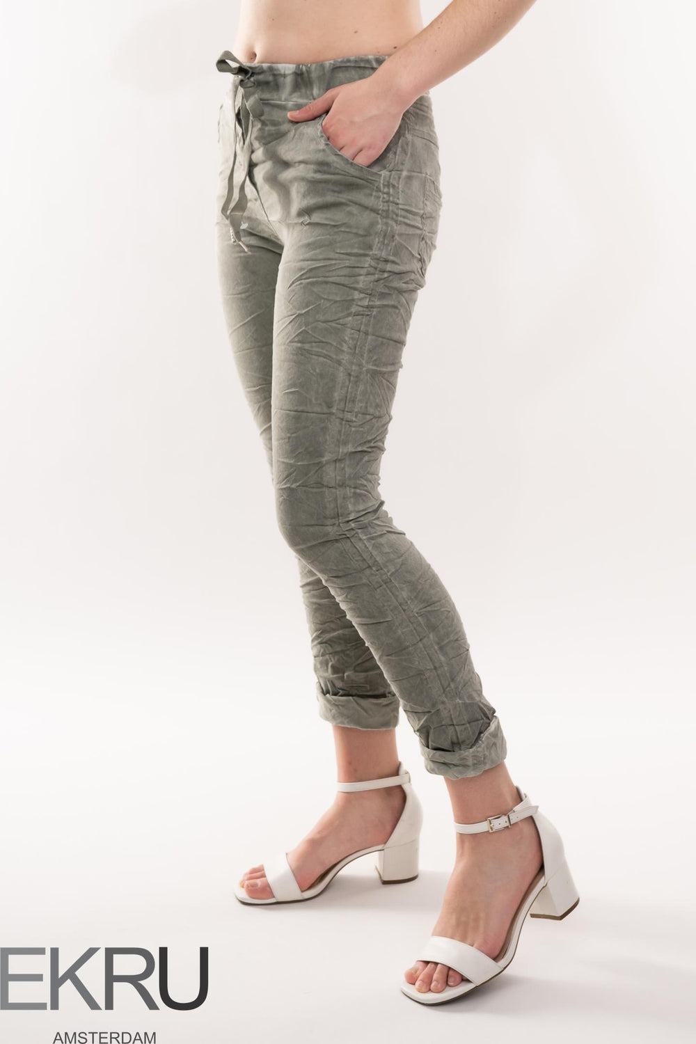 Euro Crafted Pant Vintage Wash Textured - Breathable Naturals | Glam & Fame Clothing