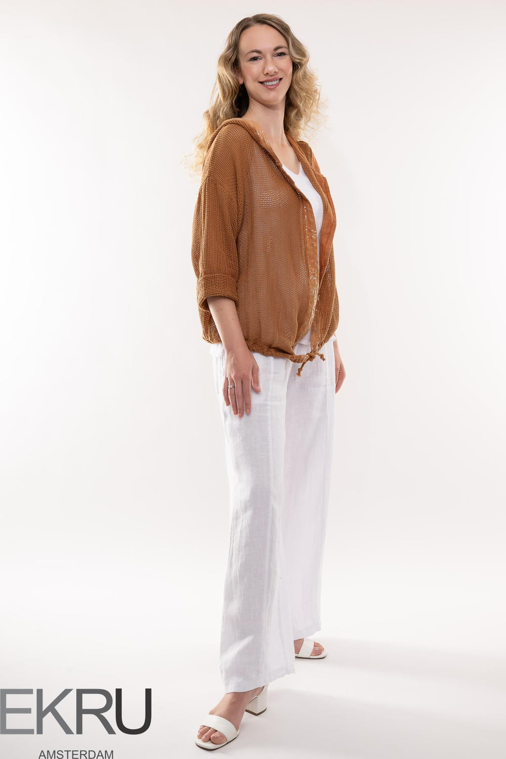 Open Weave Cotton Travel Jacket - Breathable Naturals | Glam & Fame Clothing