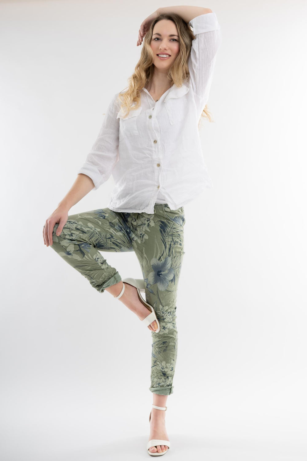 Euro Crafted Pant Textured Accent Print - Breathable Naturals | Glam & Fame Clothing
