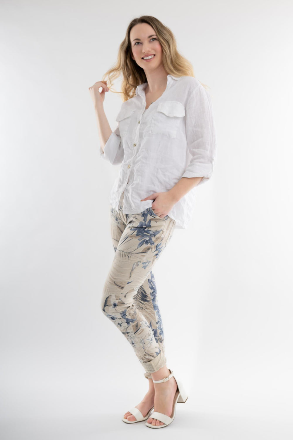 Euro Crafted Pant Textured Accent Print - Breathable Naturals | Glam & Fame Clothing