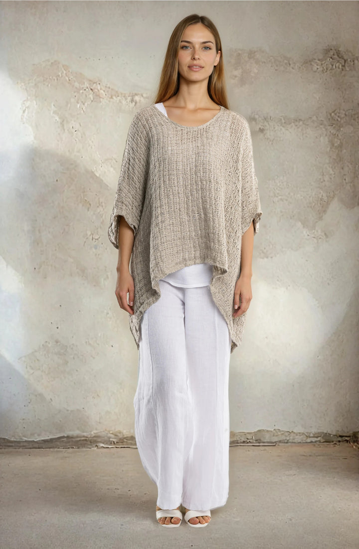 Belgian Linen Crochet Poncho Top