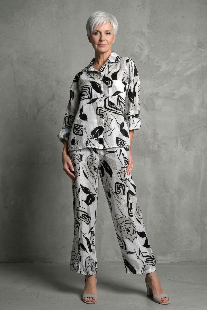French Linen Flora Geo Shirt