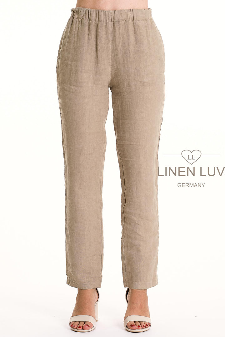 French Linen Pant Slim Leg Premium Woven - Breathable Naturals | Glam & Fame Clothing