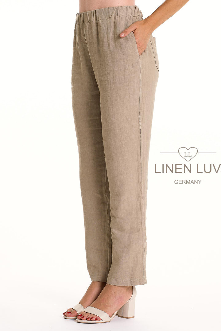 French Linen Pant Slim Leg Premium Woven - Breathable Naturals | Glam & Fame Clothing