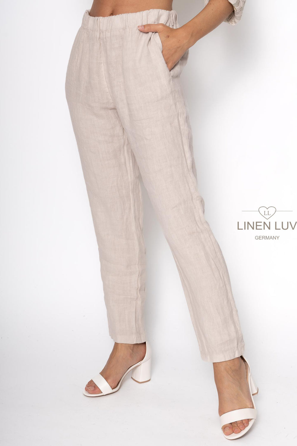 French Linen Pant Slim Leg Premium Woven - Breathable Naturals | Glam & Fame Clothing