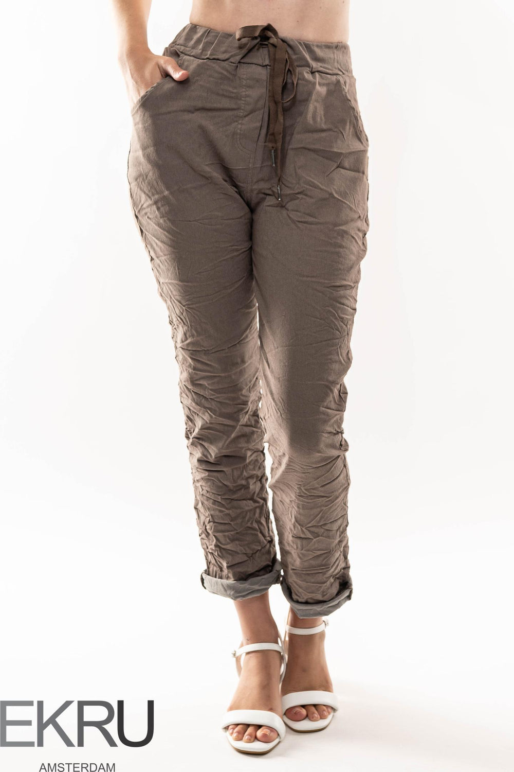 Euro Crinkle Travel Pant - Breathable Naturals | Glam & Fame Clothing