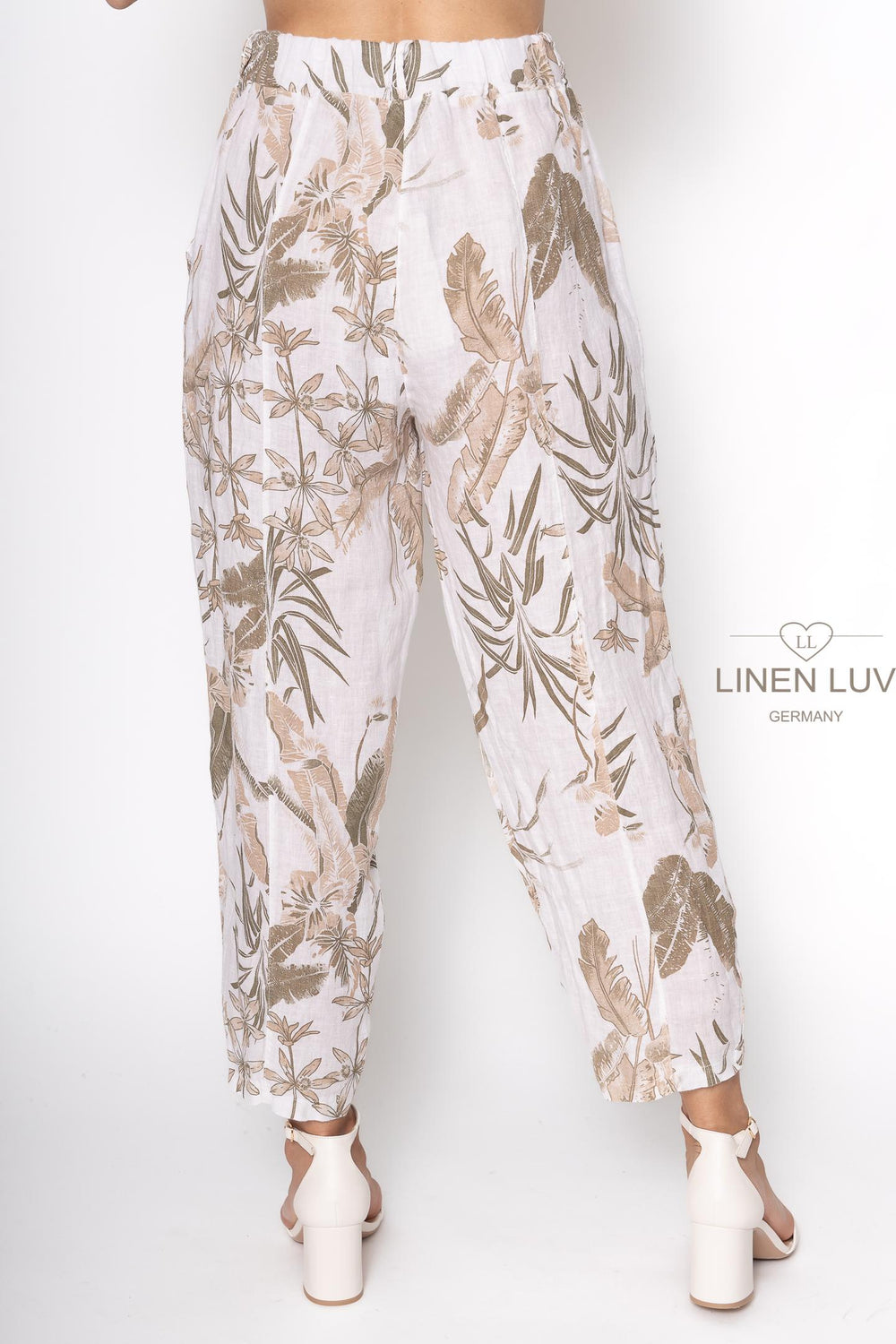 French Linen Print Trouser Premium Woven - Breathable Naturals | Glam & Fame Clothing