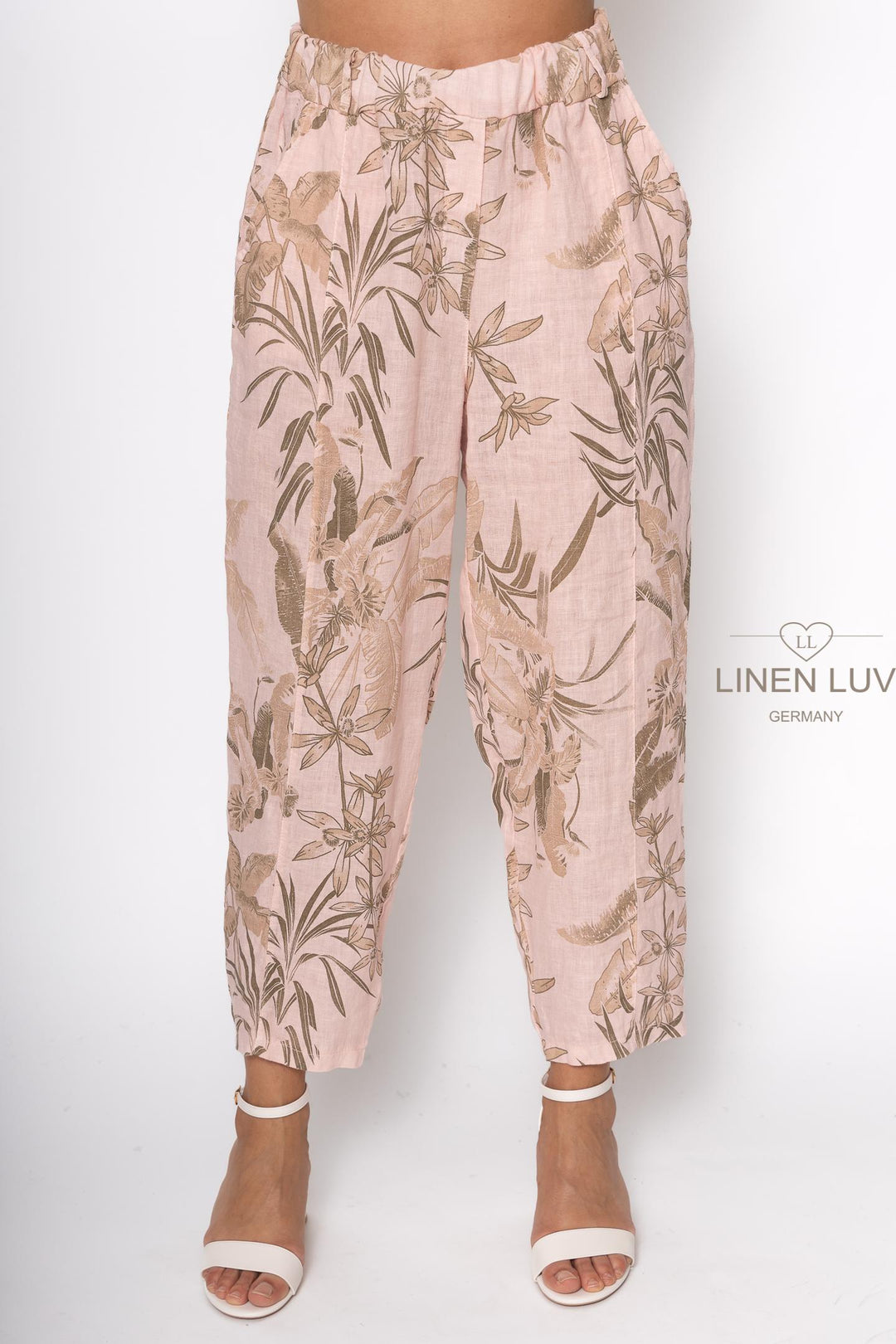 French Linen Print Trouser Premium Woven