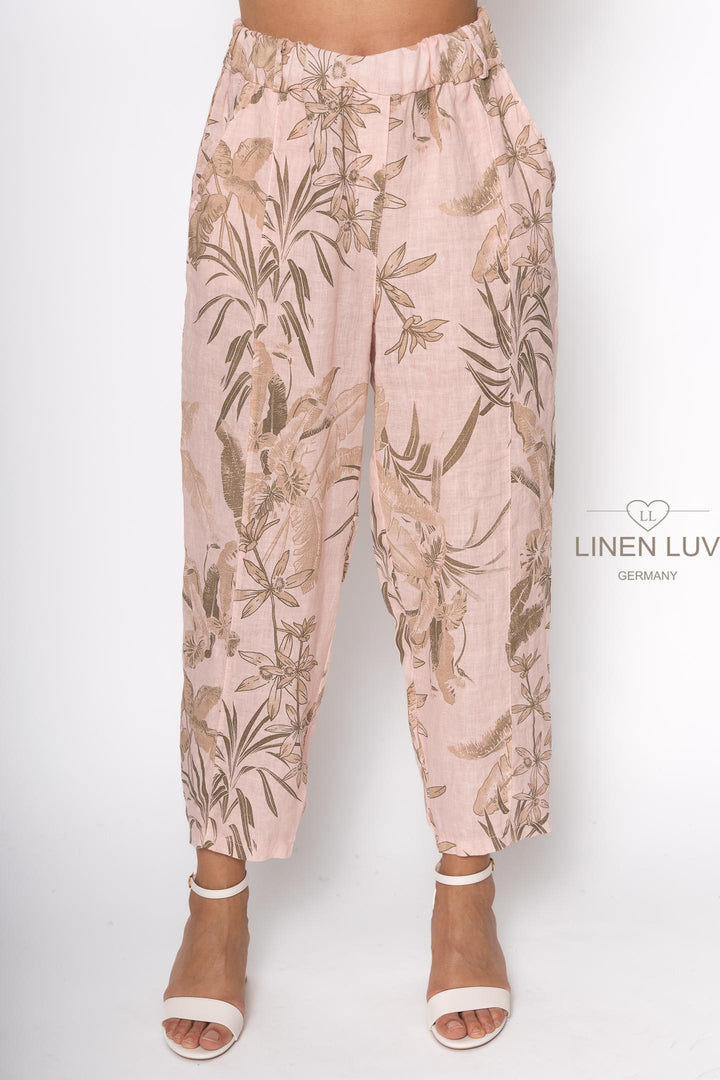 French Linen Print Trouser Premium Woven