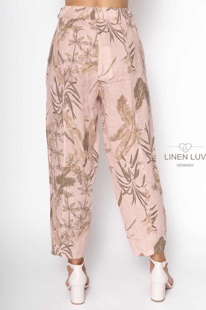 French Linen Print Trouser Premium Woven