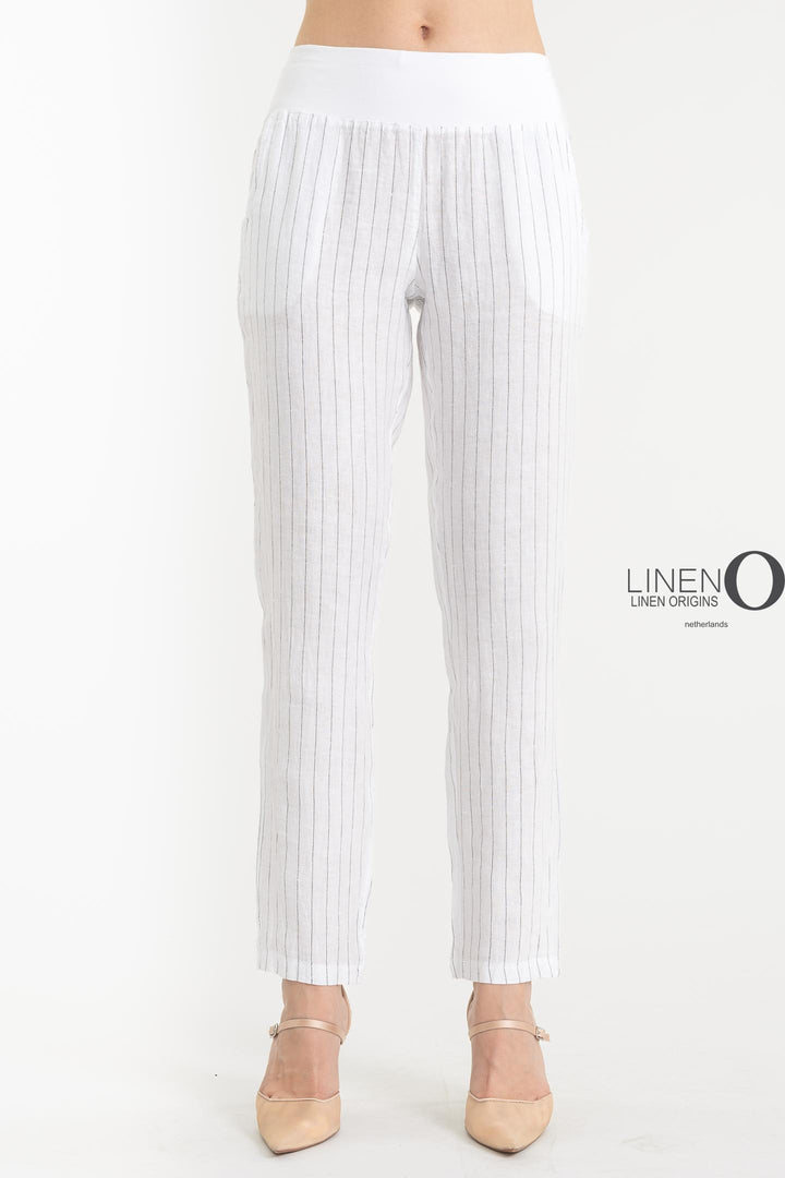 French Linen Slim Pant Pinstripes - Breathable Naturals | Glam & Fame Clothing