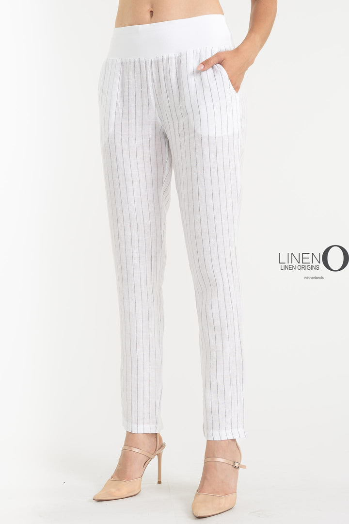 French Linen Slim Pant Pinstripes - Breathable Naturals | Glam & Fame Clothing