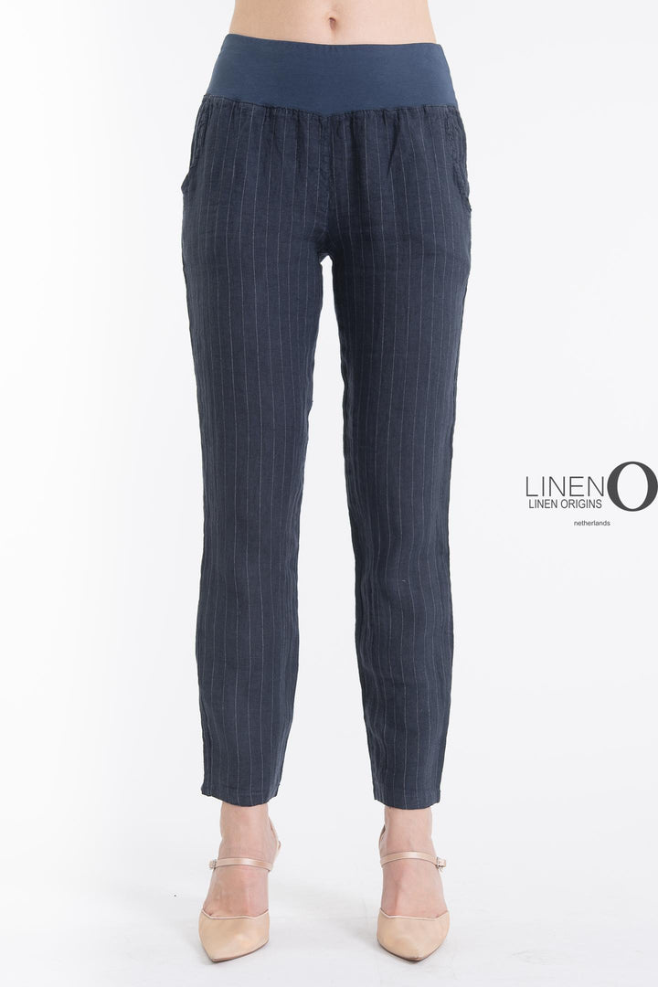 French Linen Slim Pant Pinstripes - Breathable Naturals | Glam & Fame Clothing