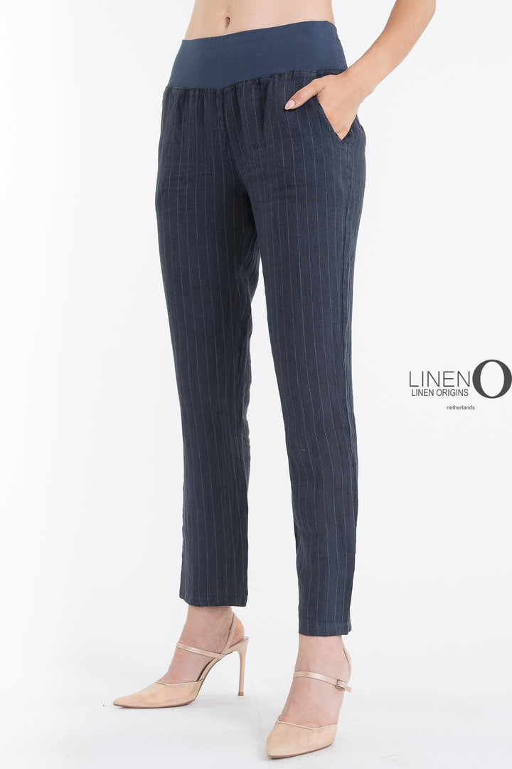 French Linen Slim Pant Pinstripes - Breathable Naturals | Glam & Fame Clothing
