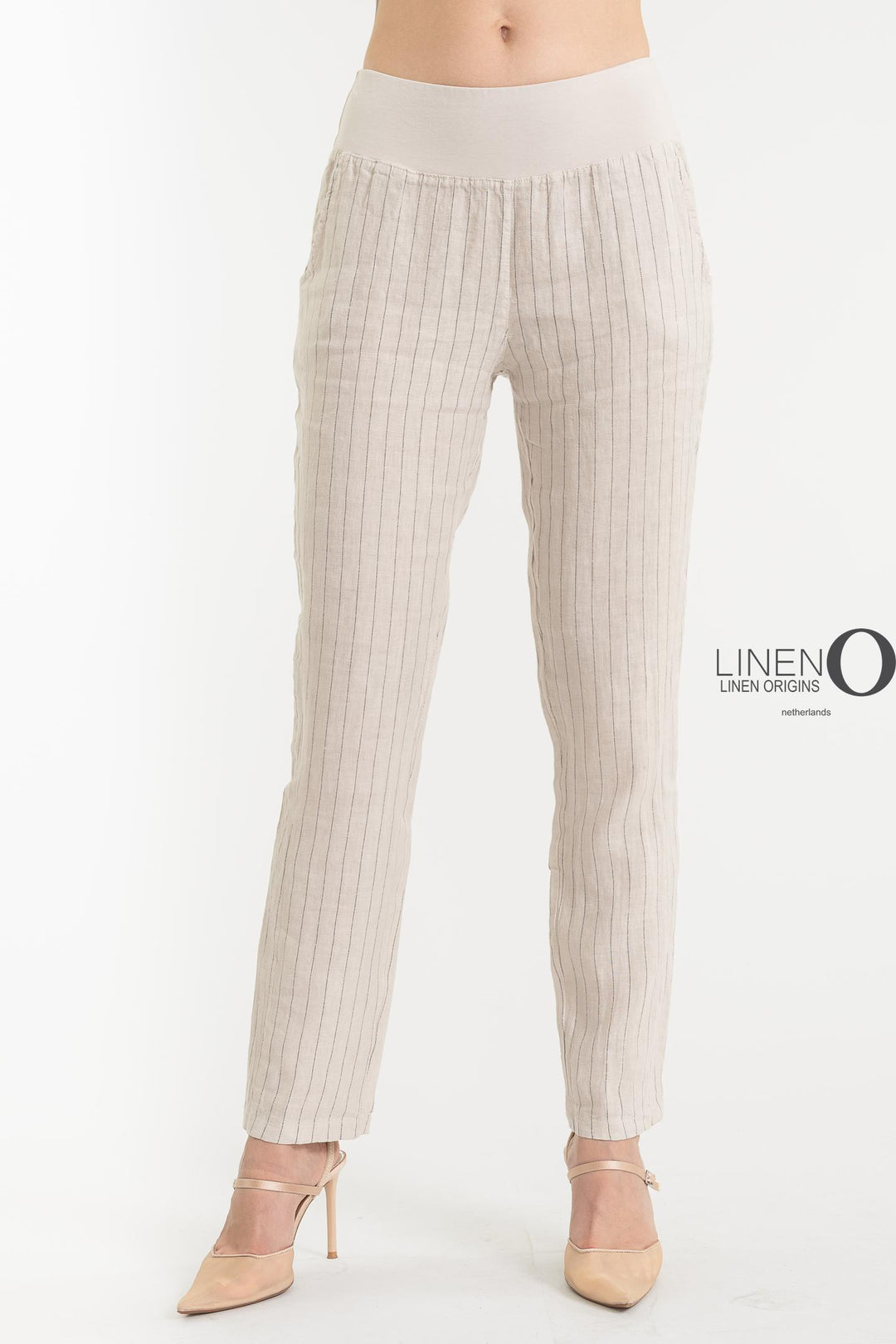 French Linen Slim Pant Pinstripes - Breathable Naturals | Glam & Fame Clothing