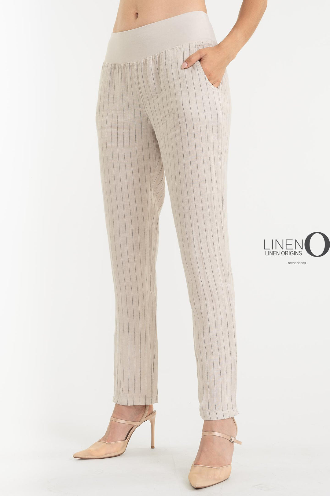 French Linen Slim Pant Pinstripes - Breathable Naturals | Glam & Fame Clothing