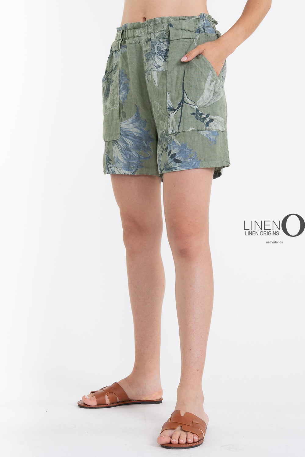 French Linen Shorts Print - Breathable Naturals | Glam & Fame Clothing